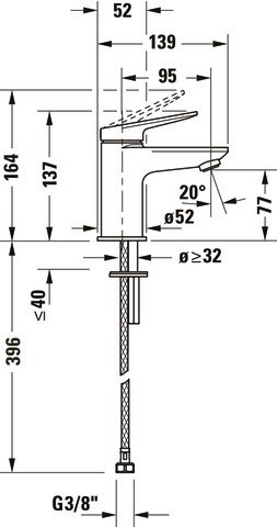 Duravit Wave Einhebel-Waschtischmischer Edelstahl Gebürstet 52x139x137 mm - WA1010002070