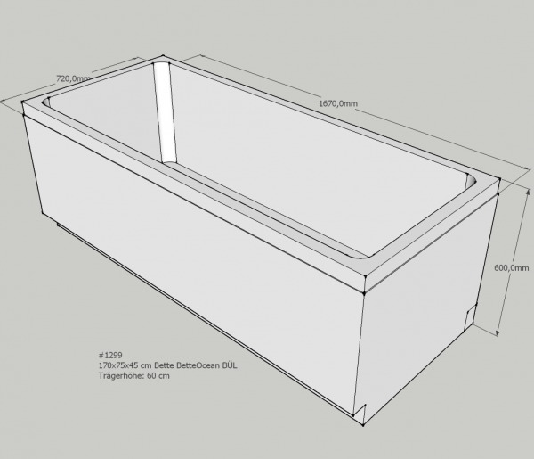 Neuesbad Wannenträger für Bette Ocean 170x75 Ül.hi.