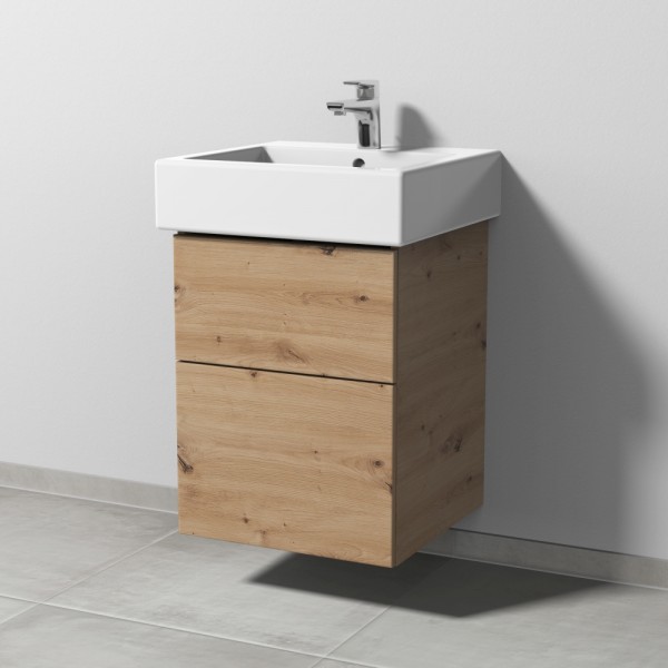 Sanipa 3way Waschtischunterbau zu Duravit Vero Waschtisch mit 2 Auszügen, Eiche Natural-Touch