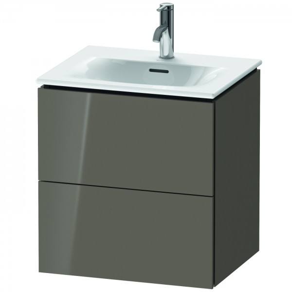 Duravit L-Cube Waschtischunterbau wandhängend Flanell Grau Hochglanz 520x421x550 mm - LC630408989