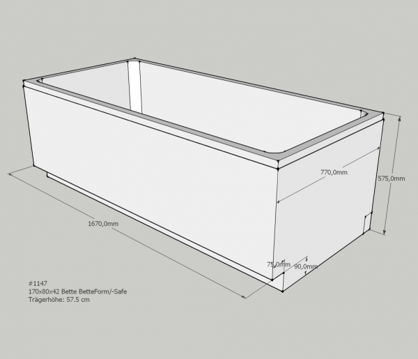 Neuesbad Wannenträger für Bette Form/Safe 170x80