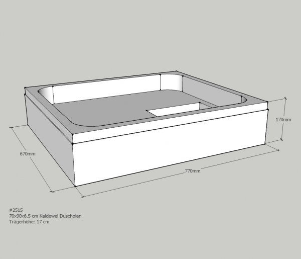 Neuesbad Wannenträger für Kaldewei Duschplan 70x90x6,5