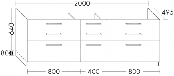 Burgbad Waschtischunterschrank Crono HGL 720x2000x495 Salbeigrau Ultramatt, SEVK200F5952