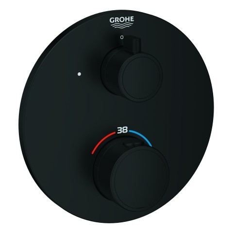 GROHE Thermostat-Brausearmatur Grohtherm 102212 1 Abgänge FMS für 35604 rund matt black, 1022122430