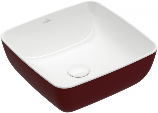 Villeroy & Boch Artis Aufsatzwaschbecken, 410 x 410 x 150 mm, Bordeaux, ohne Überlauf, ungeschliffen