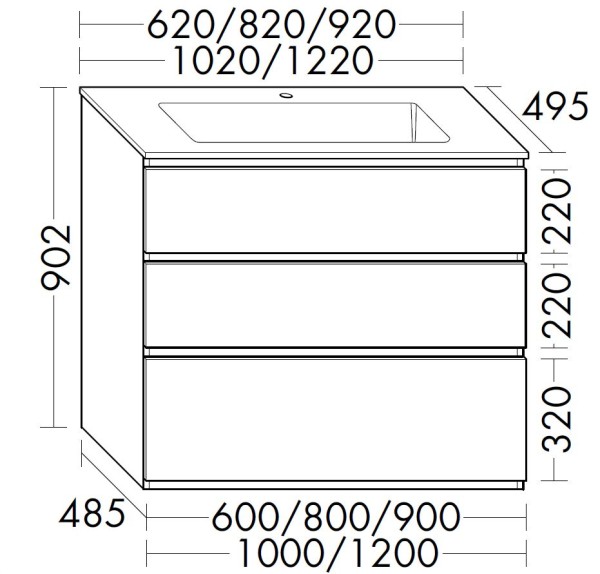 Burgbad Mineralguss Waschtisch-Set Lin20 Acryl/Lack Matt Anthrazit Matt/Weiß Velvet, SGHU092F5382C00