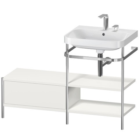 Duravit Happy D.2 Plus c-shaped Set mit Metallkonsole und Schubkasten Nordic Weiß Seidenmatt 1200x49