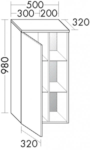 Burgbad Halbhochschrank Orell Melamin 980x500x325 Marone Dekor Trüffel, UHUA050RF1716