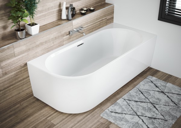 Riho wandstehende Badewanne Desire Corner 184x84 L seidenmatt weiß/s, BD06C20S1WI1144