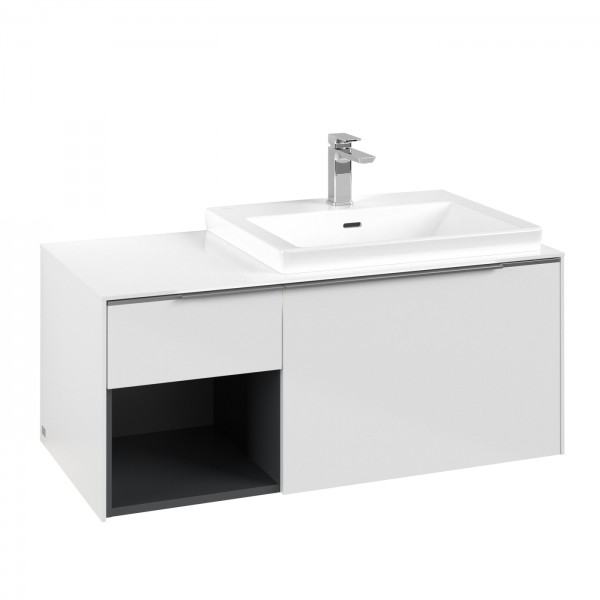 Villeroy & Boch Subway 3.0 Waschbeckenunterschrank, mit Beleuchtung, 2 Auszüge, 1001 x 423 x 500 mm,