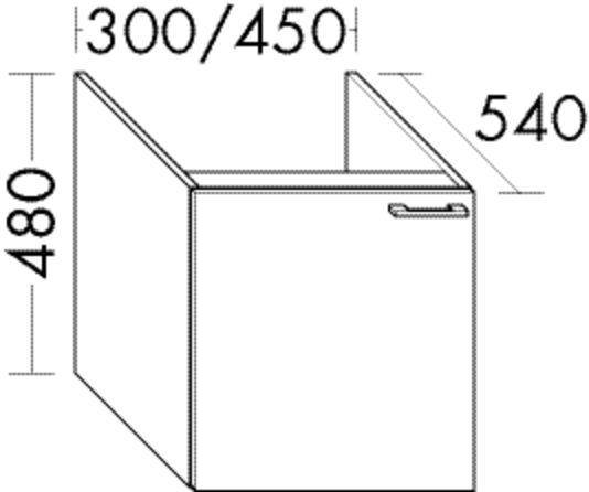 Burgbad Unterschrank Sys30 PG2 Echo 480x450x540 Nussbaum Dekor Samt, UT0451RF2751