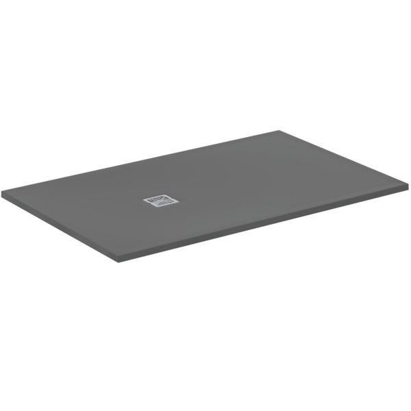 Ideal Standard Rechteck-Duschwanne Ultra Flat S + 1600x1000mm Abl.55cm Mitte/Seite Grau, T5610FS