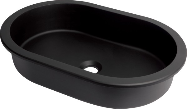 Neuesbad Serie 600 Mineralguss Einbauwaschtisch von unten, oval, schwarz matt