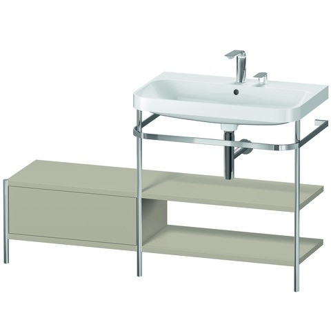 Duravit Happy D.2 Plus c-shaped Set mit Metallkonsole und Schubkasten Taupe Seidenmatt 1400x490x850