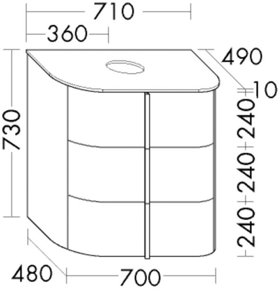 Burgbad Waschtischunterschrank Lavo 2.0 730x710x495 Eisblau Softmatt, SFZW071F5046