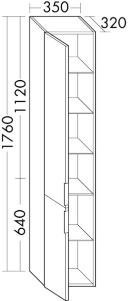 Burgbad Hochschrank Euro 1760x350x320 Weiß Hochglanz, HSFB035LF3863