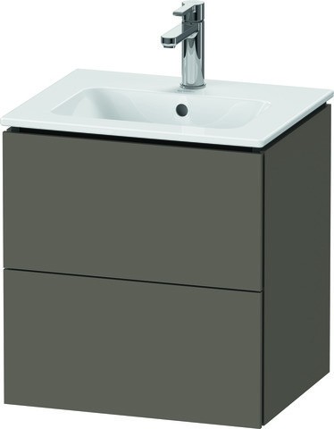 Duravit L-Cube Waschtischunterbau wandhängend Flanell Grau Seidenmatt 520x421x550 mm - LC621809090