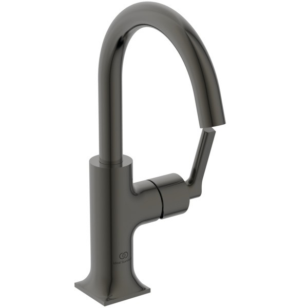 Ideal Standard Waschtischarmatur Joy Neo o.Ablaufgarnitur Ausladung 140mm Kreuzgriffe Magnetic Grey