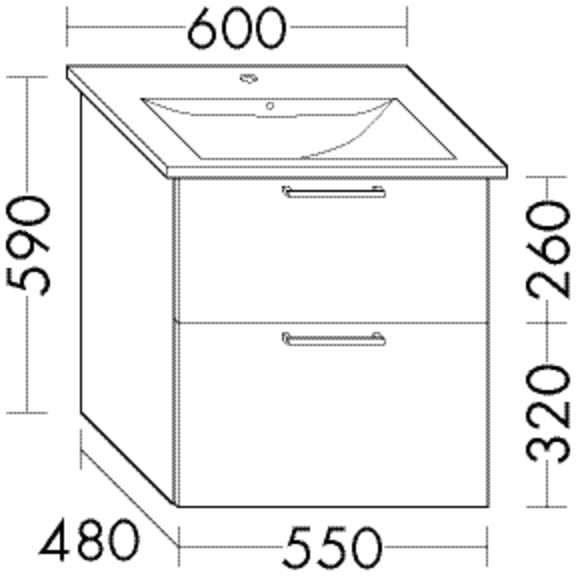 Burgbad Waschtischunterschrank Sys30 PG1 Aqua 580x550x480 Nussbaum Dekor Samt, WVBT055F2812