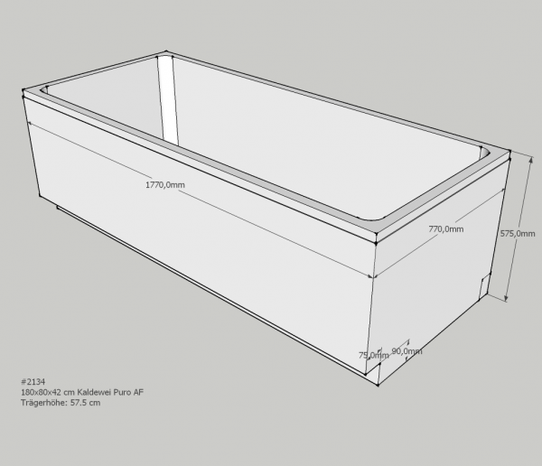 Neuesbad Wannenträger für Kaldewei PURO Nr.653 180x80 Abl.Fußende