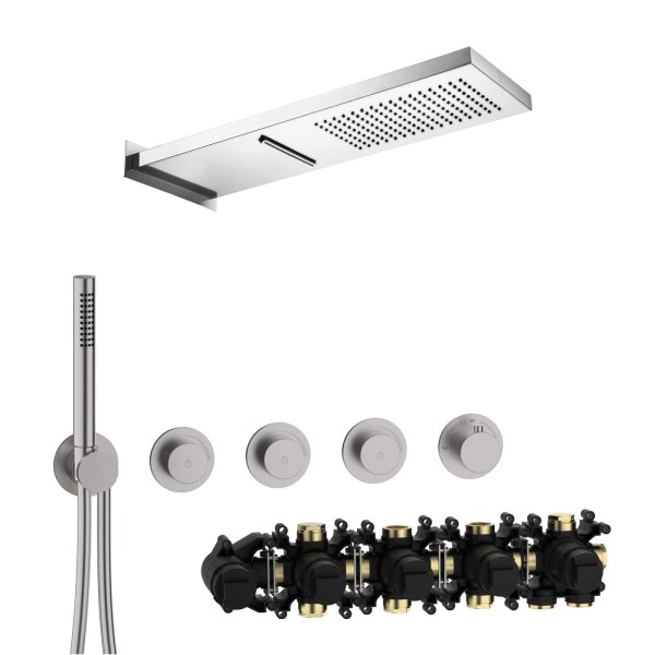 Herzbach MODUL7 PUSH-Thermostat-Set P-MU2 537x165mm Multi 2 Edelstahl, 70.703713.1.09