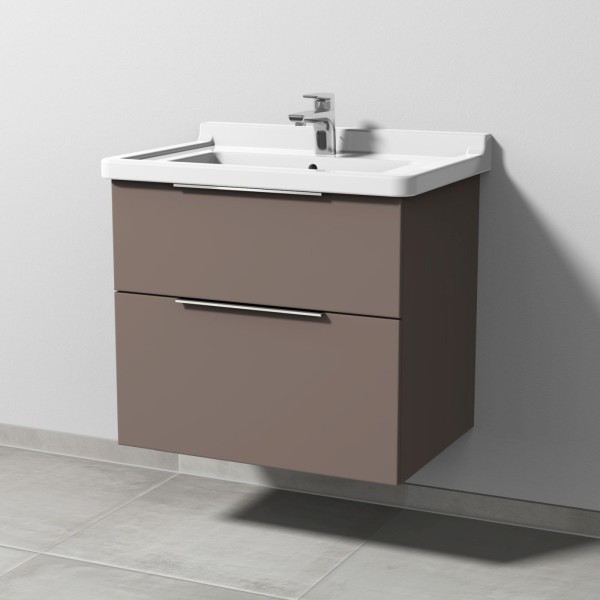 Sanipa 3way Waschtischunterbau zu Duravit Starck 3 Waschtisch mit 2 Auszügen, Taupe-Matt