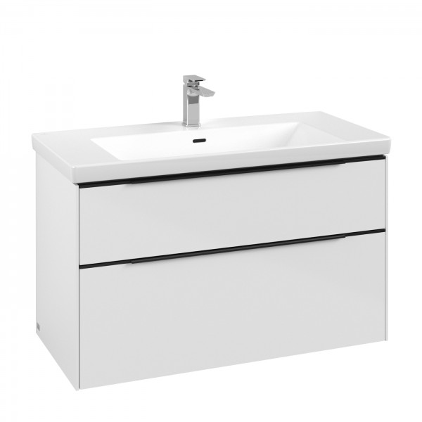 Villeroy & Boch Subway 3.0 Waschbeckenunterschrank, 2 Auszüge, 973 x 579 x 462 mm, Brilliant White /