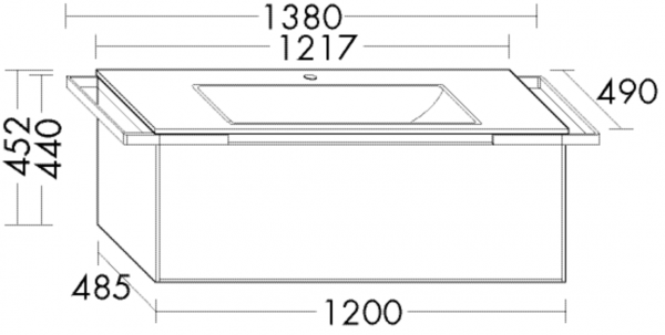 Burgbad Keramik Waschtisch-Set YSO PG2 HGL Nussbaum Natur/Alpinweiss, SFAC121F2181C0001