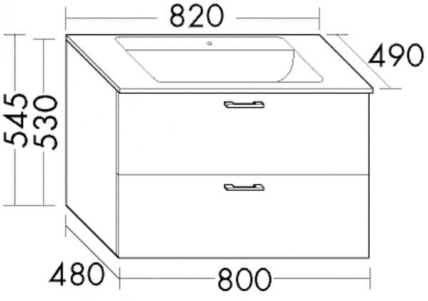 Burgbad Glas Waschtisch-Set Sys30 PG2 Echo Anthrazit Hochglanz/Weiß, SEXS082F0945A0070